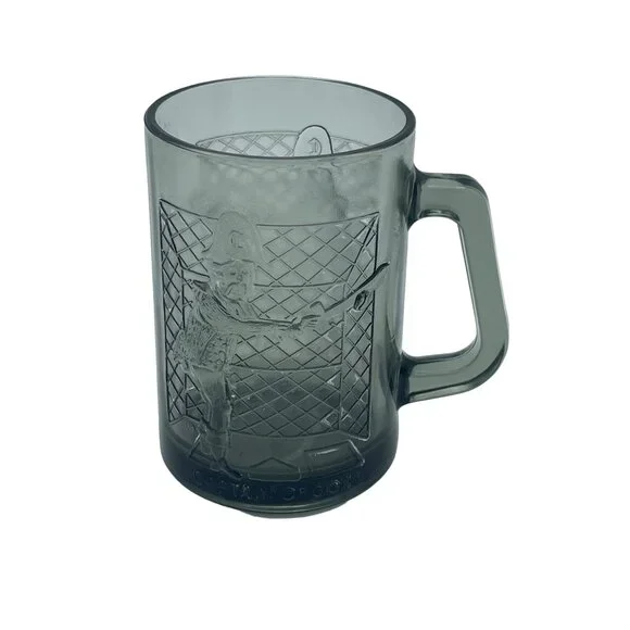 Vintage 1970's McDonalds Gray Smoke Glass Mug Captain Crook Playing Baseball - Picture 3 of 5